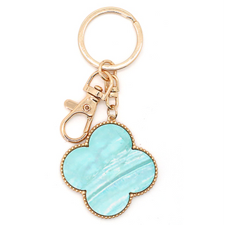 Q12- Big Clover Charm Key Chain (Available in White, Pink & Aqua) - Thumbnail 3