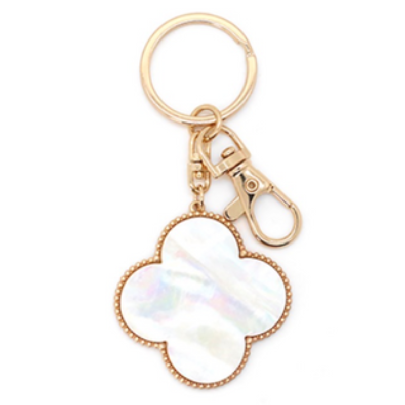 Q12- Big Clover Charm Key Chain (Available in White, Pink & Aqua) Main Image