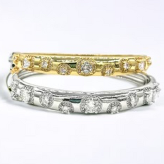 M78-18K Gold/Silver Round Cut CZ Bangle (Gold & Silver)