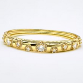 M78-18K Gold/Silver Round Cut CZ Bangle (Gold & Silver) - Thumbnail 3