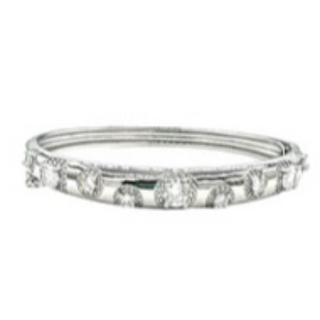 M78-18K Gold/Silver Round Cut CZ Bangle (Gold & Silver) - Thumbnail 2