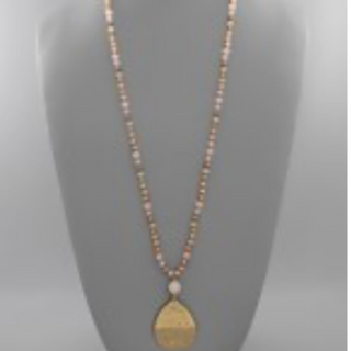 USC43- Hammered Teardrop & Bead Necklace - Thumbnail 5