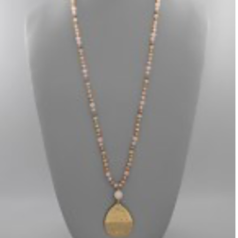 USC43- Hammered Teardrop & Bead Necklace - Thumbnail (Preview) 5