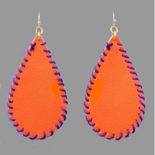 C23- Game Day Leather Stitch Earrings