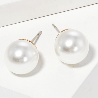 CL16- 18k gold dipped 9mm glass pearl sterling silver post stud earrings