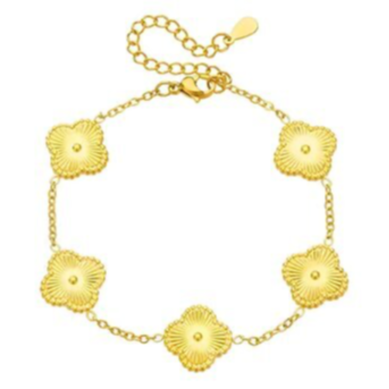 Q27- Gold 5 Quatrafoil bracelet- 18K GOLD-PLATED STAINLESS-STEEL "FOUR-LEAF CLOVER" BRACELET Main Image