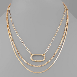 M91- Carabiner & Multi Layer Necklace