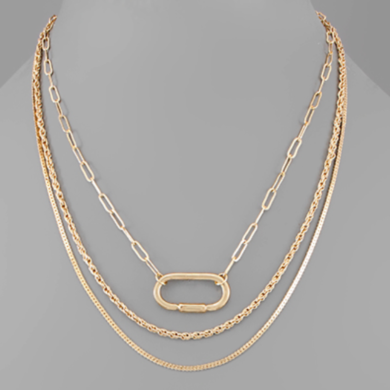 M91- Carabiner & Multi Layer Necklace Main Image