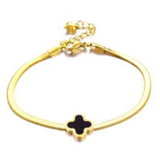 Q22-18K GOLD PLATED STAINLESS STEEL "FOUR-LEAF CLOVER" BRACELET