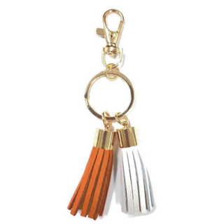 T149- 3.5” Orange/ White Two-Tone Tassel Key Chain