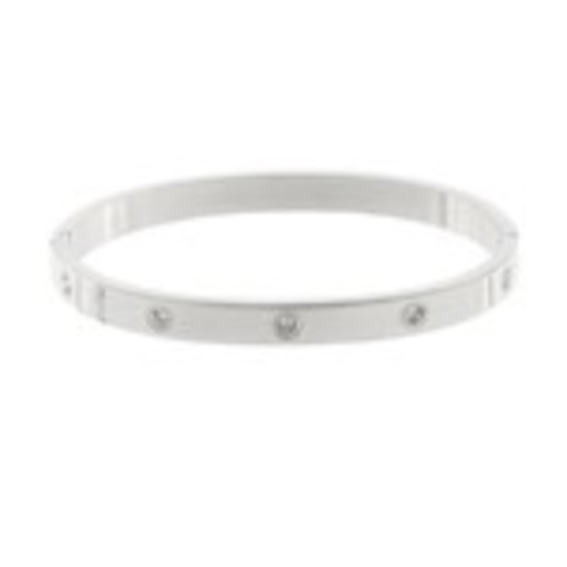 Y87- 7mm Pave Station Metal Bracelet - Thumbnail (Preview) 2