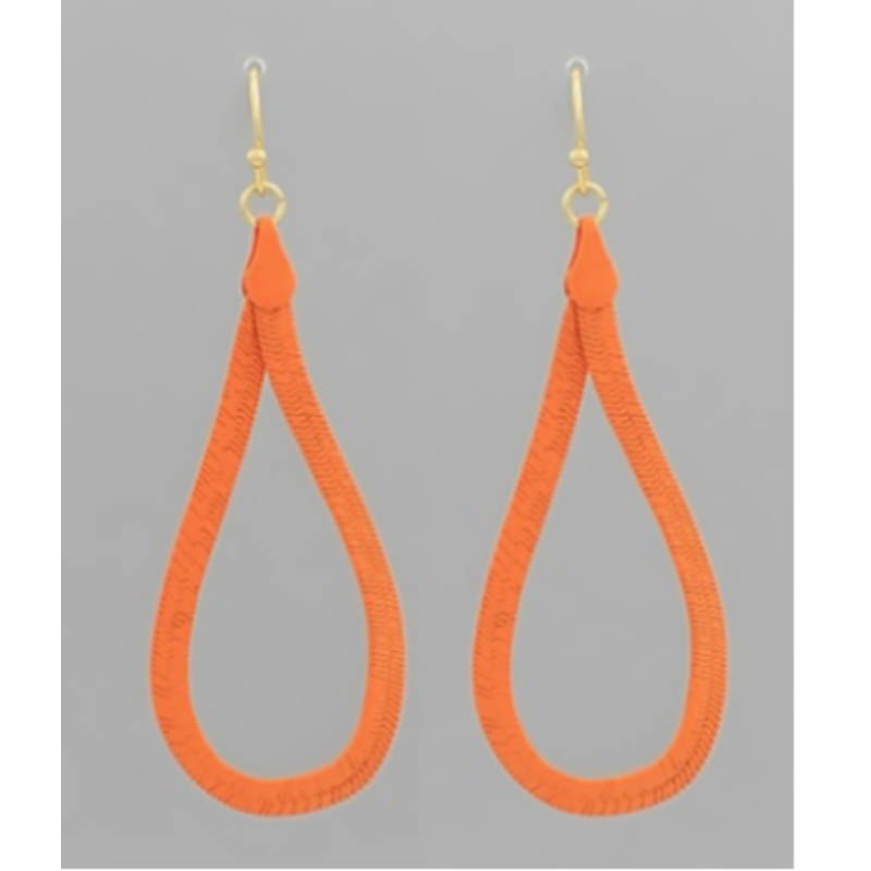 T43- Orange Herringbone Chain Earring Main Image