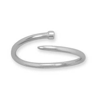 Y49-Rhodium Plated Wrap Nail Ring