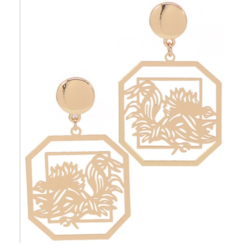 USC15-Octagon Gamecock Earrings (3 color options) Main Image