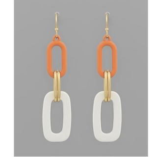 T52- Linked color coated oval earrings