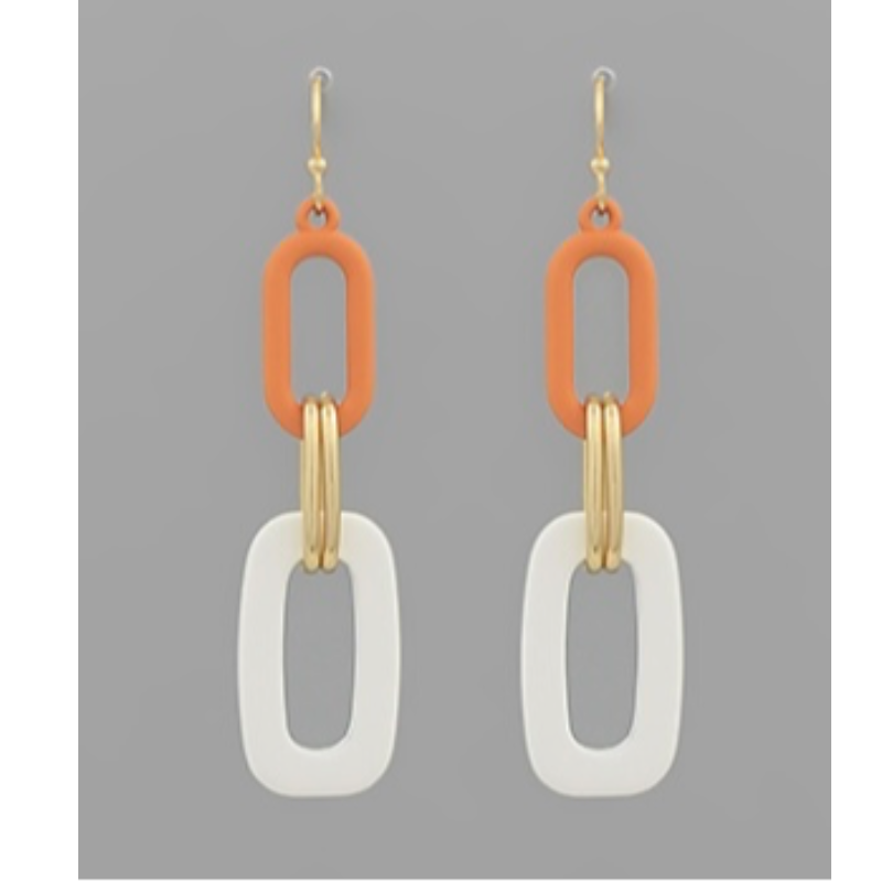 T52- Linked color coated oval earrings Main Image