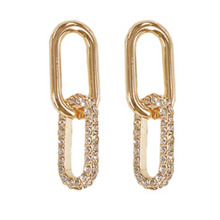 CL62- Metal & Crystal Link Earrings