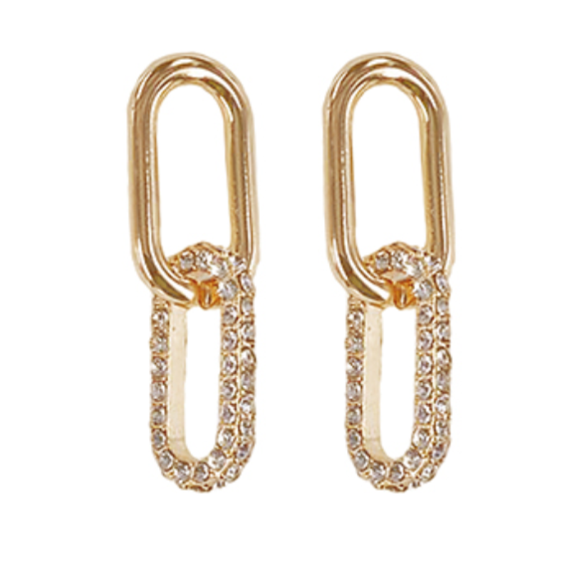 CL62- Metal & Crystal Link Earrings Main Image