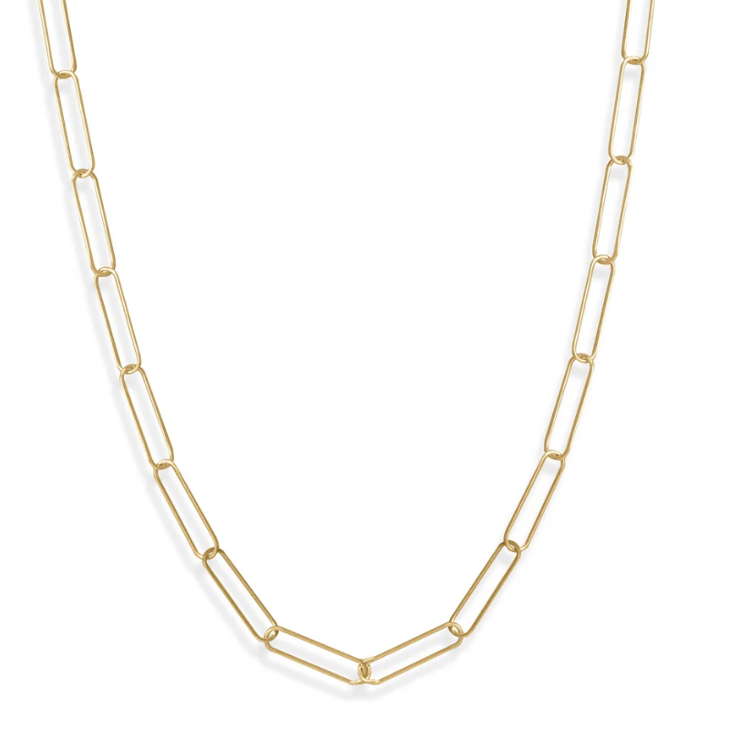 CL36– 21" 14 Karat Gold Plated Paperclip Chain Necklace Main Image