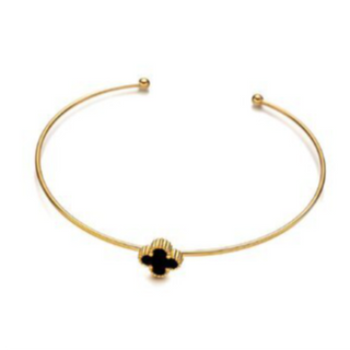 Q24-18K GOLD PLATED STAINLESS STEEL "FOUR-LEAF CLOVER" BRACELET