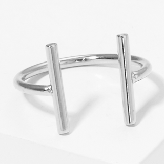 Y4-White Gold Dipped Parallel Bar Adjustable Cuff Ring