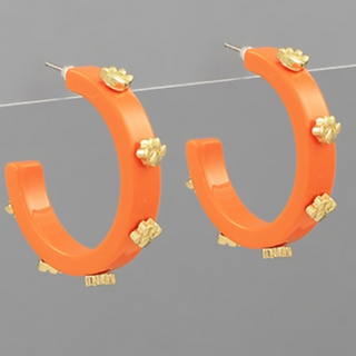 C85- Orange Paw station Acetate hoops 1 1/2” 