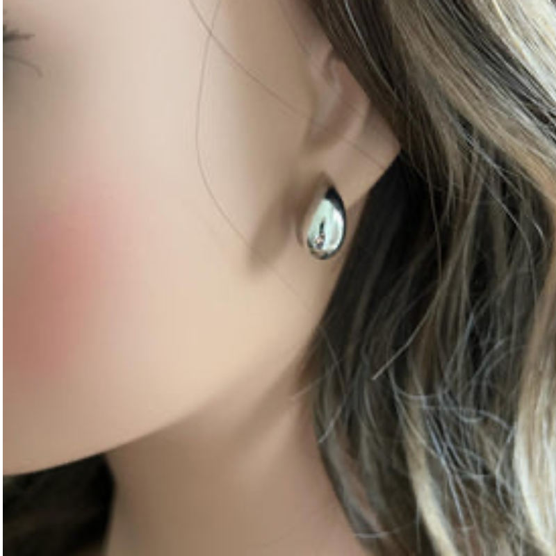 CL46- Effortlessly Chic Silver High-Polished Water drop Earrings - Thumbnail (Preview) 3