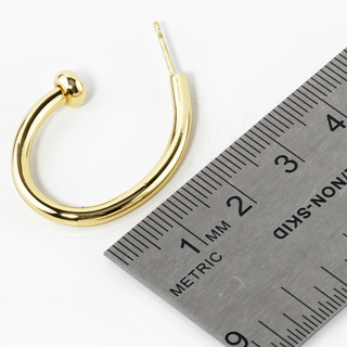 INS5- 14K Gold Dipped 30mm Teardrop Shape Nail Hoop Earrings - Thumbnail 2