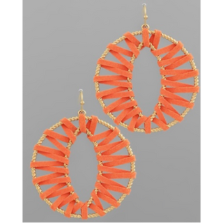 T68 - Wrapped Leather Open Round Earrings