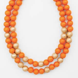 USC63- Wood Ball & CCB Layered Necklace ( multiple colors available) - Thumbnail 3