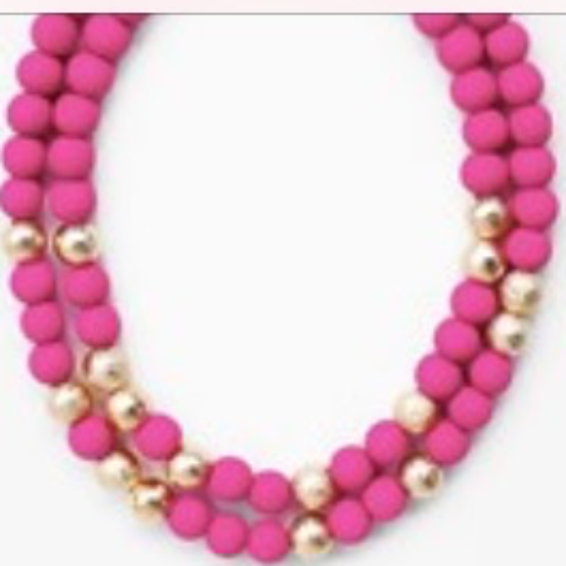 USC63- Wood Ball & CCB Layered Necklace ( multiple colors available) - Thumbnail (Preview) 4