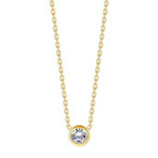 N19- SINGLE CZ 18K GOLD-PLATED STAINLESS-STEEL NECKLACE