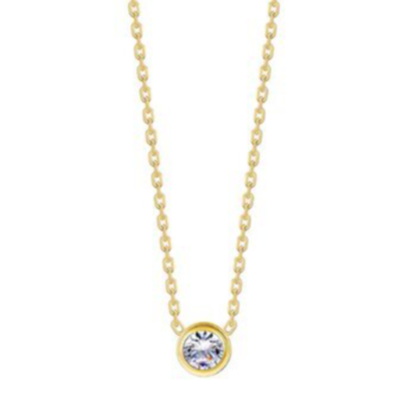 N19- SINGLE CZ 18K GOLD-PLATED STAINLESS-STEEL NECKLACE Main Image