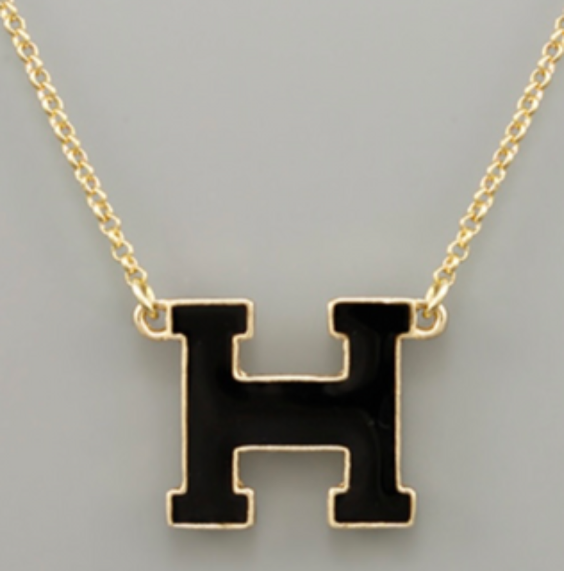 Y31- Epoxy H Initial Necklace Main Image