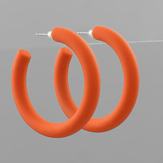 C34- 40mm Color Coated Hoop Earrings- Orange