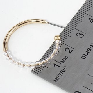 H6- Clear Glass Beaded 30mm Open Hoop Earrings - Thumbnail 3