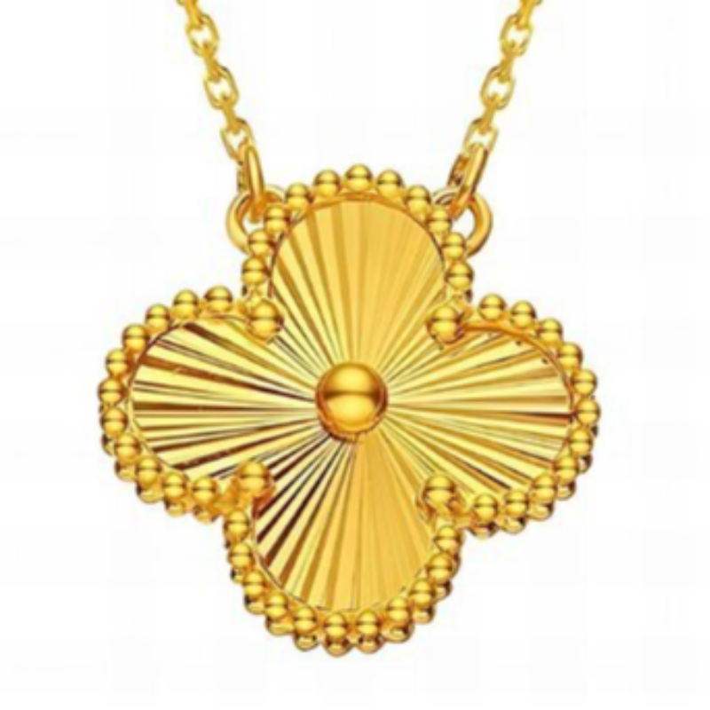 Q36- Single Gold Quatrafoil- 18K GOLD-PLATED STAINLESS-STEEL "FOUR-LEAF CLOVER" NECKLACE Main Image