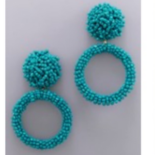 M97-Seed Bead Ring & Circle Earrings - Thumbnail 4