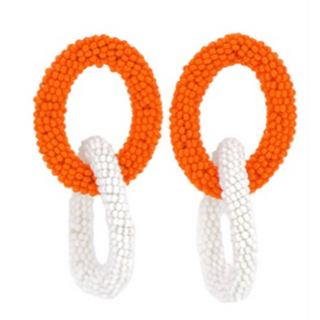 T151- Oval Linked Seed Bead Earrings