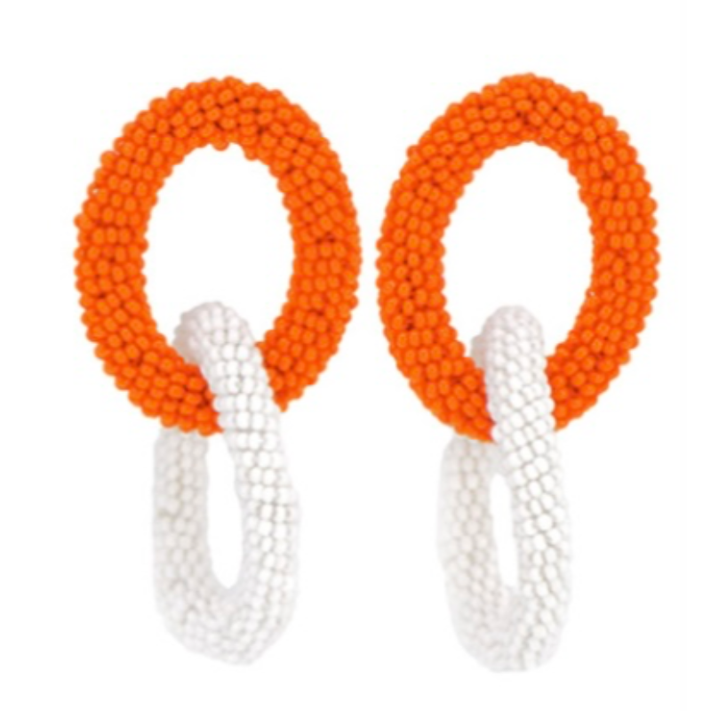 T151- Oval Linked Seed Bead Earrings Main Image