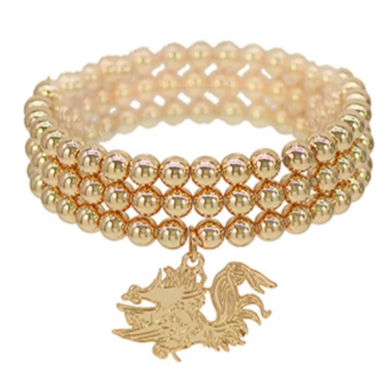 USC9-Gold bead Gamecock  bracelet Main Image