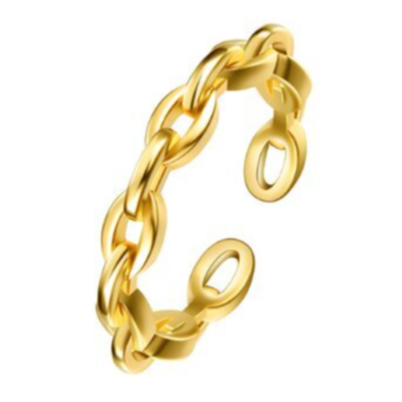 R20- Chain Link Ring- 18K GOLD PLATED BRASS  Main Image