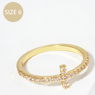 Y6-Gold Dipped Cubic Zirconia Cross Rings (also available in white gold) - Thumbnail 2