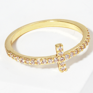 Y6-Gold Dipped Cubic Zirconia Cross Rings (also available in white gold)