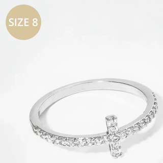 Y6-Gold Dipped Cubic Zirconia Cross Rings (also available in white gold) - Thumbnail 5