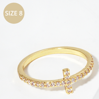 Y6-Gold Dipped Cubic Zirconia Cross Rings (also available in white gold) - Thumbnail 4