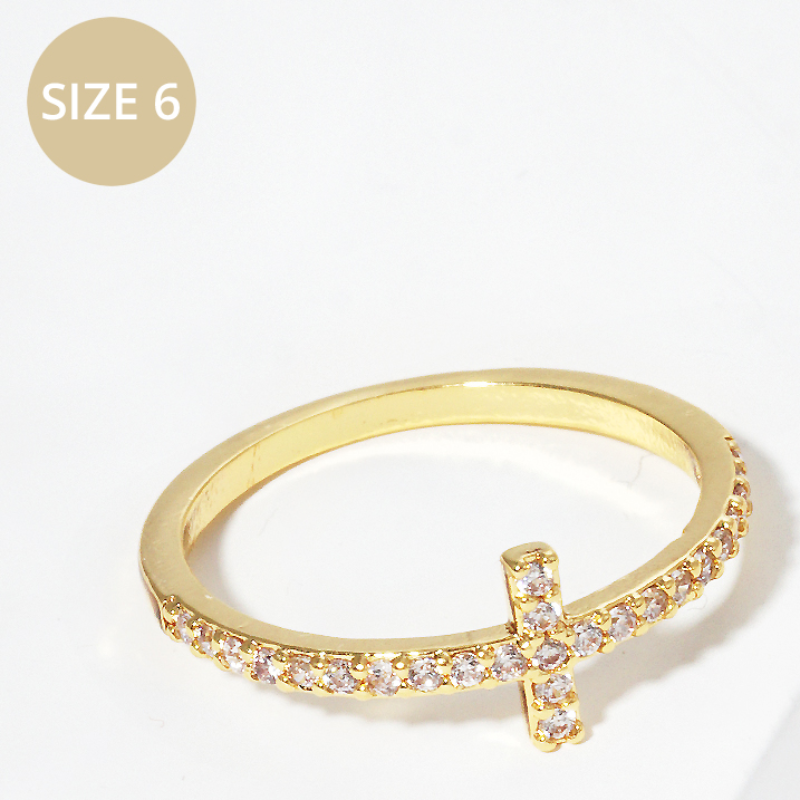 Y6-Gold Dipped Cubic Zirconia Cross Rings (also available in white gold) - Thumbnail (Preview) 2