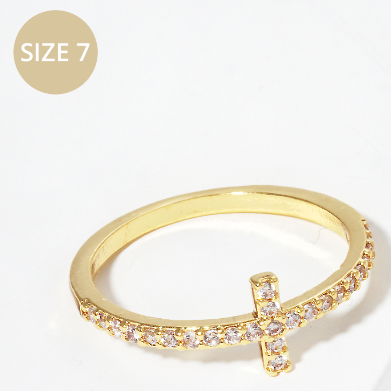 Y6-Gold Dipped Cubic Zirconia Cross Rings (also available in white gold) - Thumbnail (Preview) 3