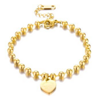 BR4- BEAD WITH SPACERS HEART 18K GOLD-PLATED STAINLESS-STEEL "HEARTS" BRACELET