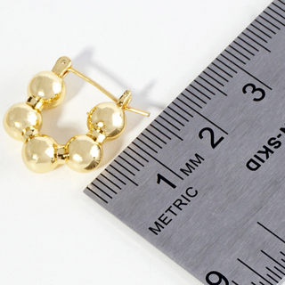 H3- 18K Gold Dipped 18mm Brass Ball Hoop Earring - Thumbnail 2